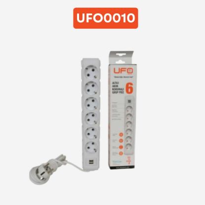 UFO 6 LI AKIM KORUMALI GRUP PRIZ USB’LI BEYAZ resmi