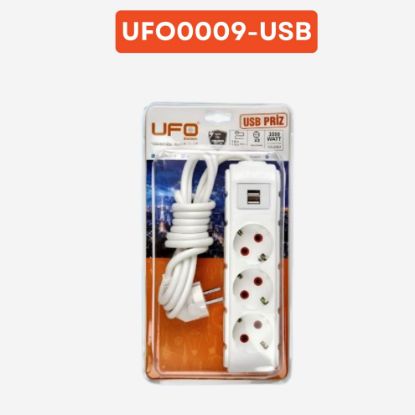UFO 1,5 METRE  UBS'LI AKIM KORUMUALI 3LÜ GRUP PRIZ resmi