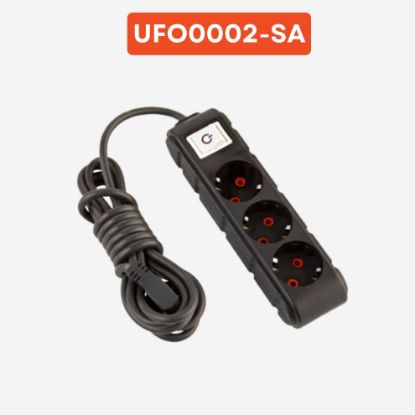 UFO 2 METRE ANAHTARLI  SİYAH 3LÜ GRUP PRIZ resmi