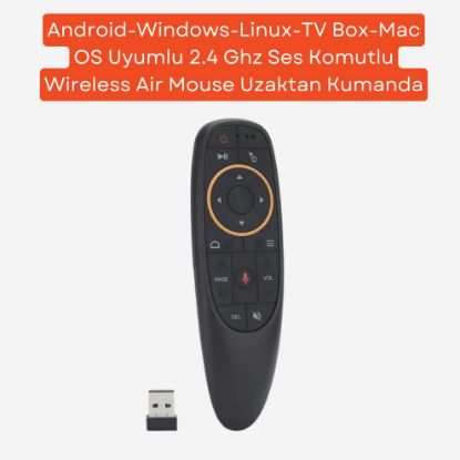 Android-Windows-Linux-TV Box-Mac OS Uyumlu 2.4 Ghz Ses Komutlu Wireless Air Mouse Uzaktan Kumanda resmi