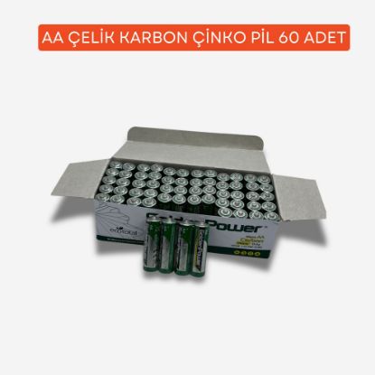 AA ÇELİK KARBON ÇİNKO PİL 60 ADET resmi