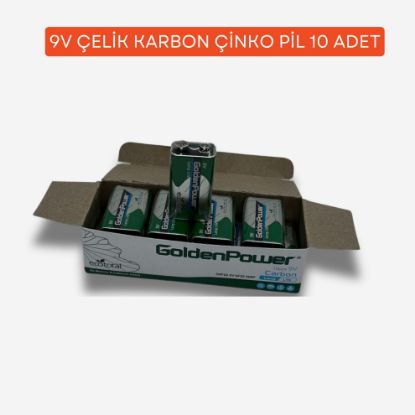 9V ÇELİK KARBON ÇİNKO PİL 10 ADET resmi