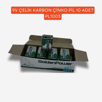 9V ÇELİK KARBON ÇİNKO PİL 10 ADET resmi