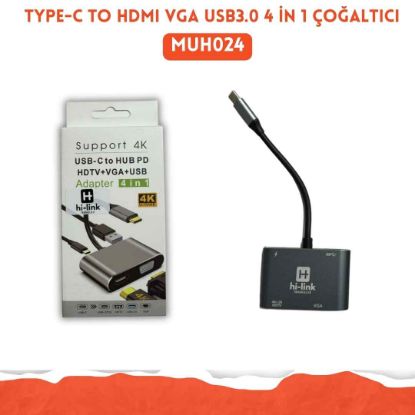 TYPE-C to HDMI VGA USB3.0 4 İN 1 ÇOĞALTICI resmi