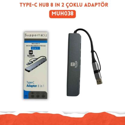 TYPE-C HUB 8 in 2 çoklu adaptör resmi