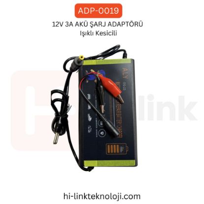 12V 3A AKÜ ŞARJ ADAPTÖRÜ  Işıklı Kesicili resmi