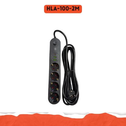 2 METRE / 4 PRİZ / 2 USB / 1 TYPE-C / Termal Akım Korumalı / 16A /4000W resmi