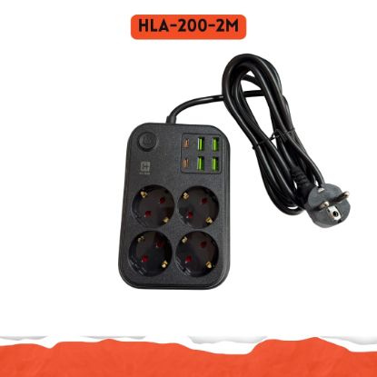 2 METRE / 4 PRİZ / 4 USB / 2 TYPE-C / Termal Akım Korumalı / 16A /4000W resmi