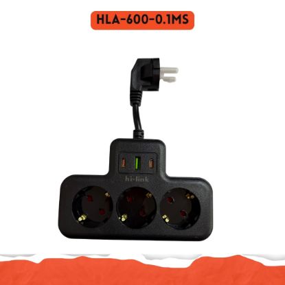 0.1 METRE / SİYAH / 3 PRİZ / 1 USB / 2 TYPE-C / Termal Akım Korumalı / 16A /4000W resmi